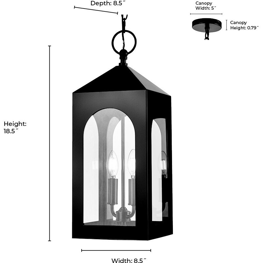 Bratton 2 Light 8.5 inch Powder Coated Black Outdoor Hanging Lantern